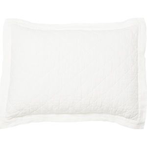 Brand New White Pottery Barn Belgian Flax Linen Diamond Standard Shams Set